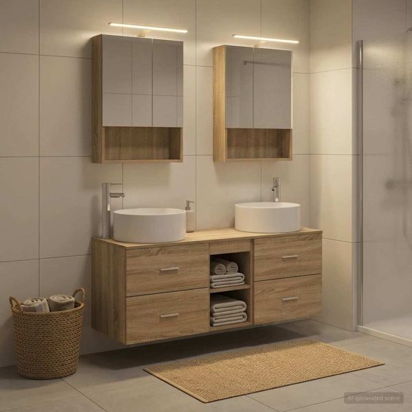 Комплект мебели за баня 5 pcs Дъб сонома