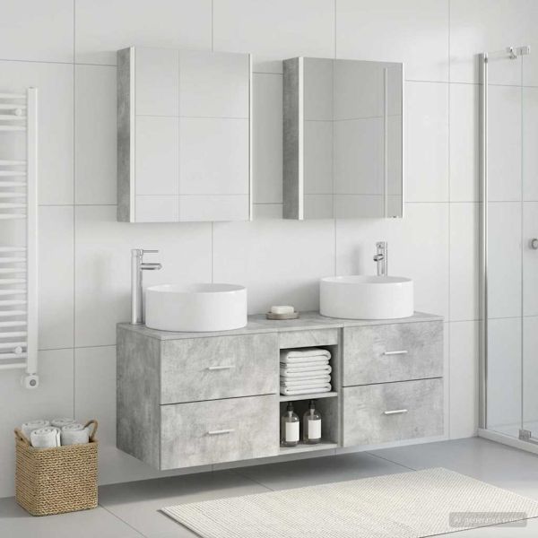 Комплект мебели за баня 5 pcs Бетонно сиво