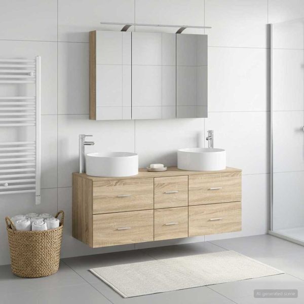 Комплект мебели за баня 4 pcs Дъб сонома