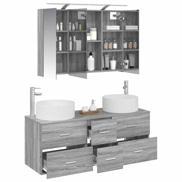 Комплект мебели за баня 4 pcs Сив Сонома