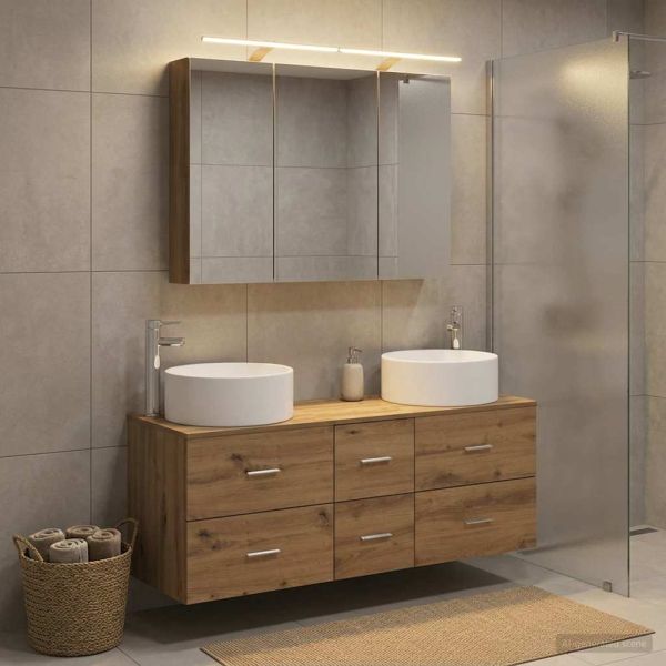 Комплект мебели за баня 4 pcs Дъб артизан