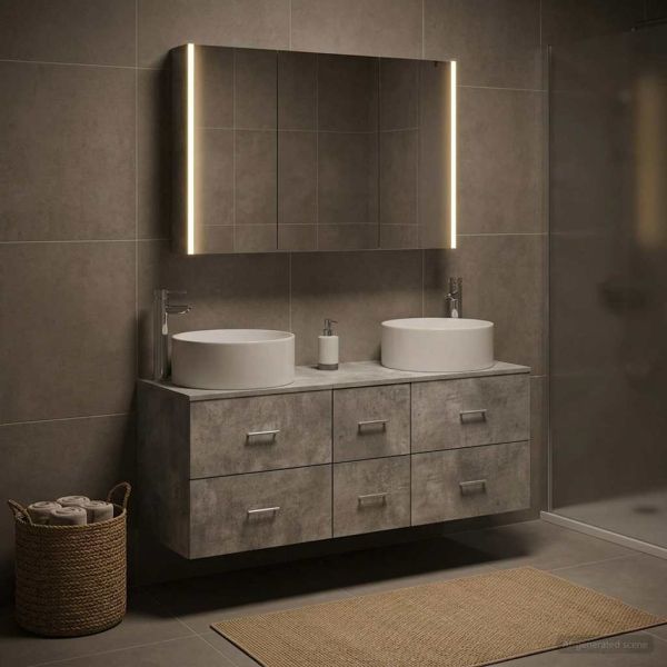 Комплект мебели за баня 4 pcs Бетонно сиво