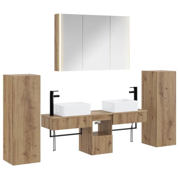 Комплект мебели за баня 6 pcs Дъб артизан