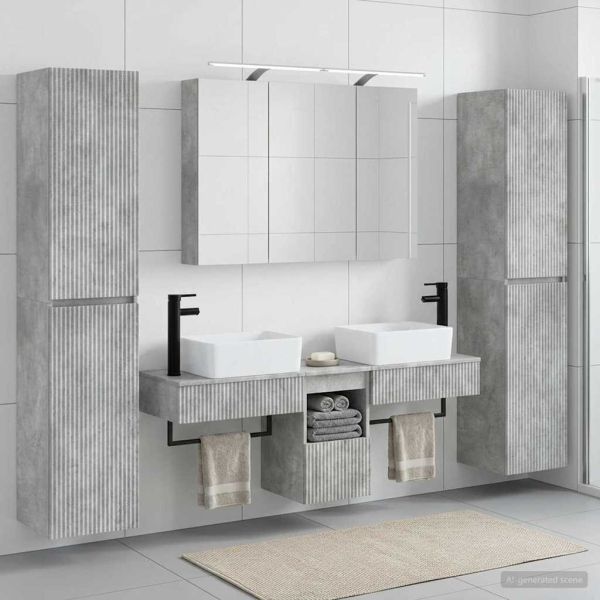 Комплект мебели за баня 6 pcs Бетонно сиво