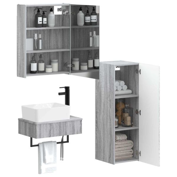 Комплект мебели за баня 4 pcs Сив Сонома
