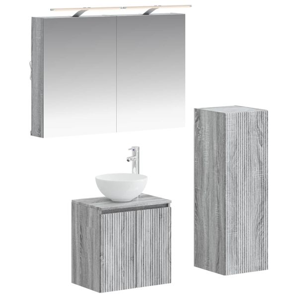 Комплект мебели за баня 4 pcs Сив Сонома