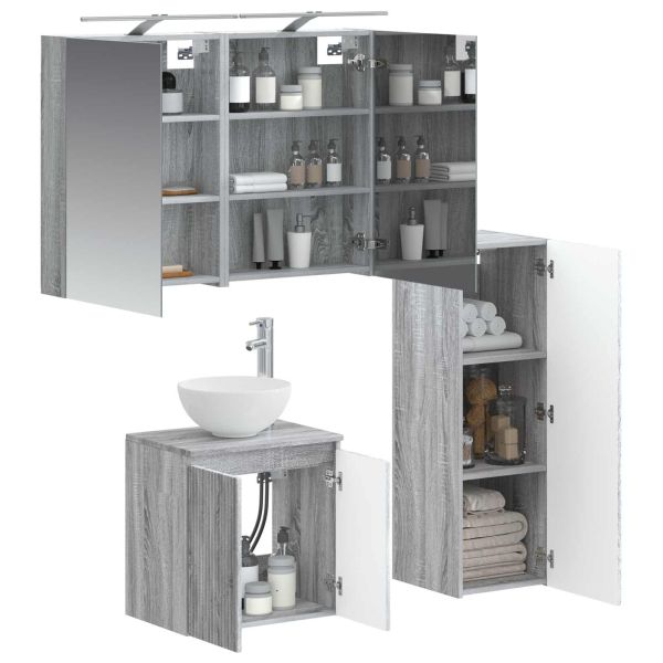 Комплект мебели за баня 4 pcs Сив Сонома