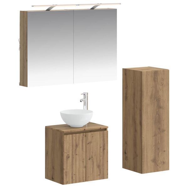 Комплект мебели за баня 4 pcs Дъб артизан
