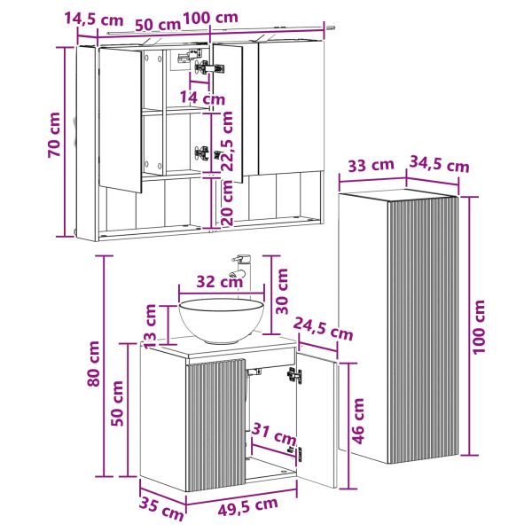 Комплект мебели за баня 4 pcs Бетонно сиво