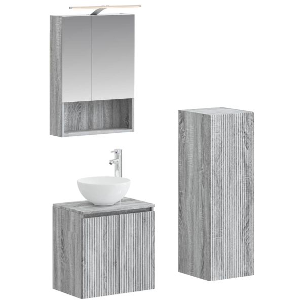 Комплект мебели за баня 4 pcs Сив Сонома