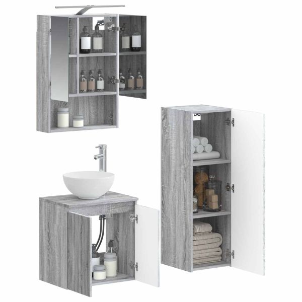 Комплект мебели за баня 4 pcs Сив Сонома