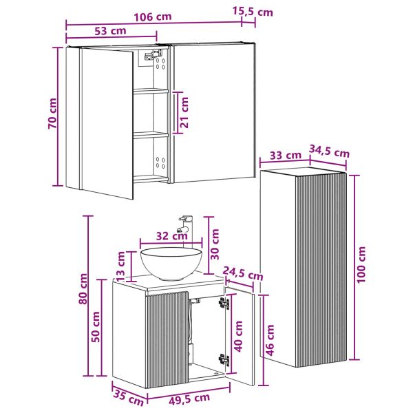 Комплект мебели за баня 4 pcs Бетонно сиво