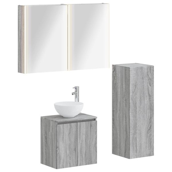 Комплект мебели за баня 4 pcs Сив Сонома
