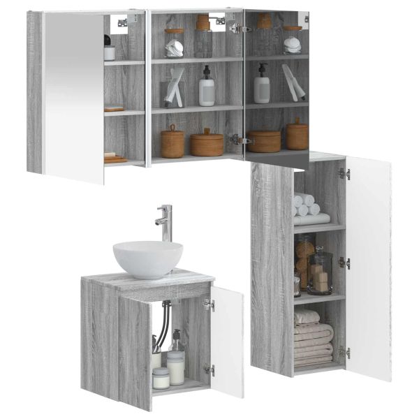 Комплект мебели за баня 4 pcs Сив Сонома