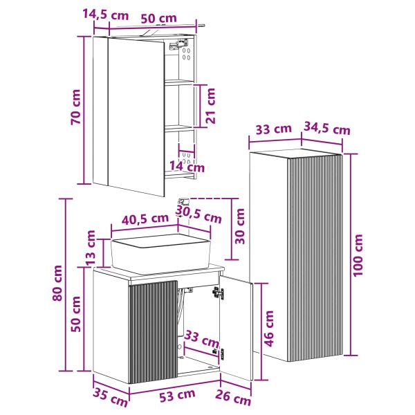Комплект мебели за баня 4 pcs Дъб сонома