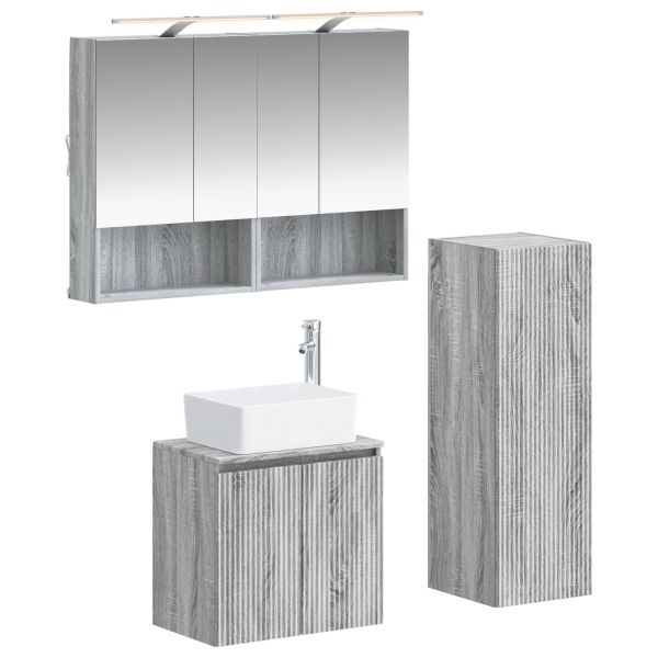 Комплект мебели за баня 4 pcs Сив Сонома