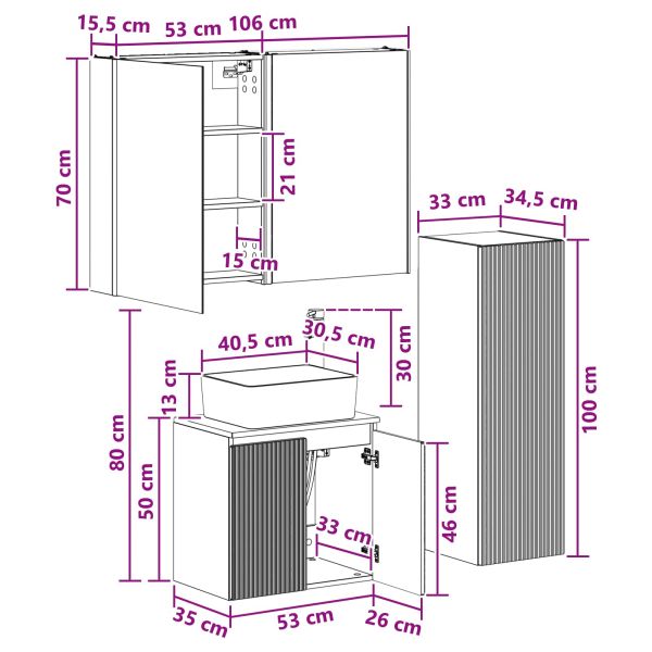 Комплект мебели за баня 4 pcs Дъб сонома