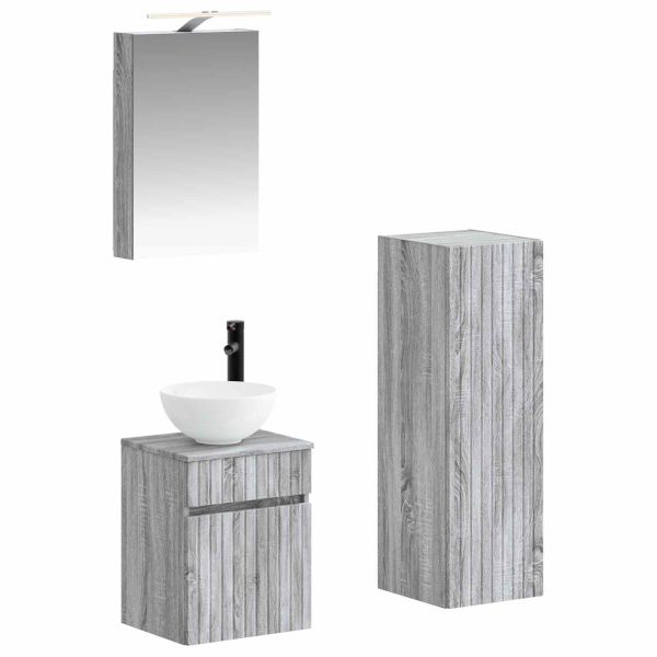 Комплект мебели за баня 4 pcs Сив Сонома