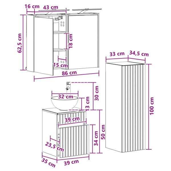 Комплект мебели за баня 4 pcs Бетонно сиво