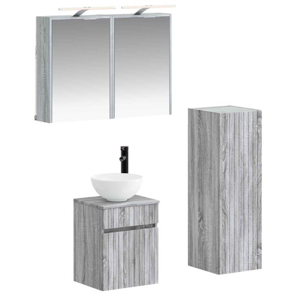 Комплект мебели за баня 4 pcs Сив Сонома