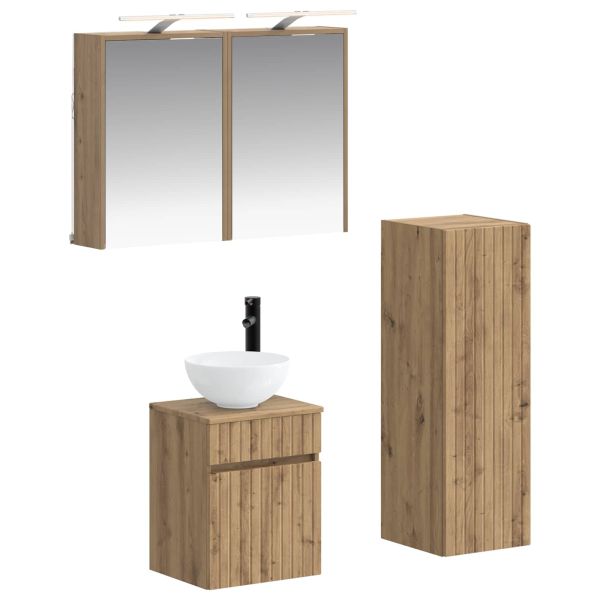 Комплект мебели за баня 4 pcs Дъб артизан