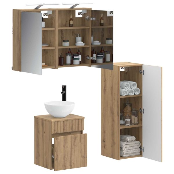 Комплект мебели за баня 4 pcs Дъб артизан