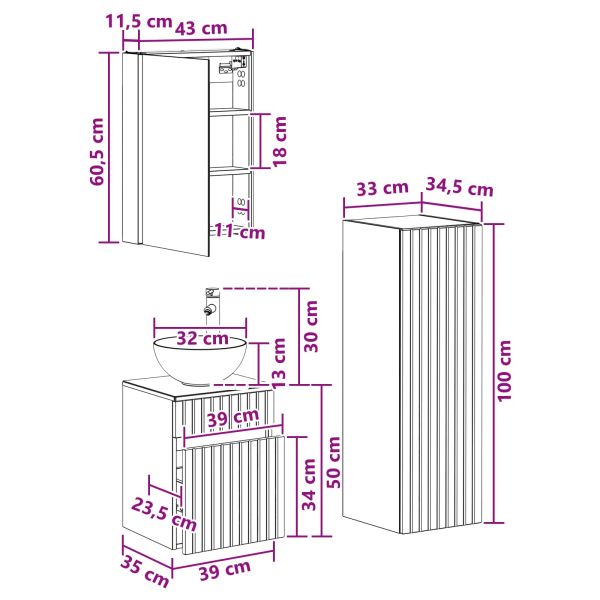 Комплект мебели за баня 4 pcs Бетонно сиво