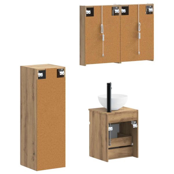 Комплект мебели за баня 4 pcs Дъб артизан