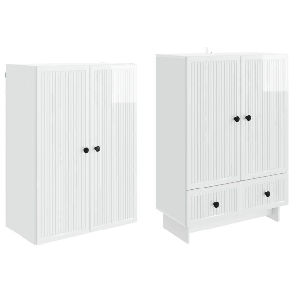 Комплект шкафове 2 pcs Бял гланц 66 х 34,5 х 95 см