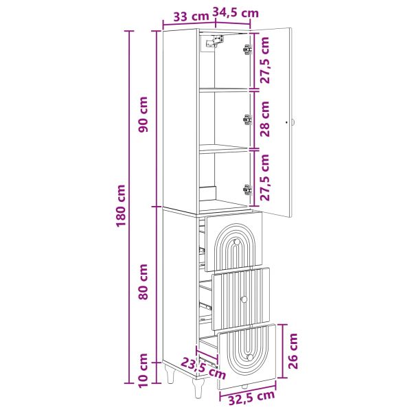 Комплект шкафове 2 pcs 33 x 34,5 x 90 см Инженерна дървесина