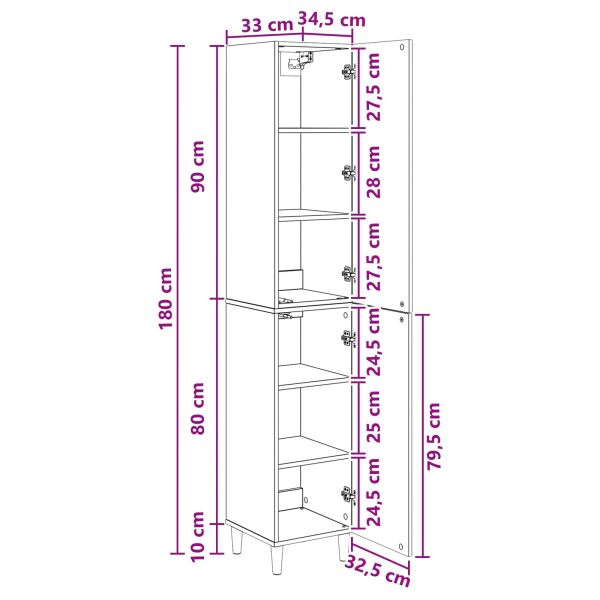 Комплект шкафове 2 pcs Старо дърво 33 x 34,5 x 90 см
