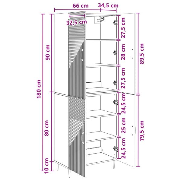 Комплект шкафове 2 pcs 66 x 34,5 x 89,5 см Инженерна дървесина
