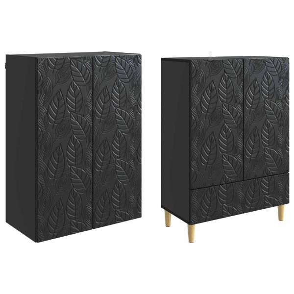 Комплект шкафове 2 pcs Черно Инженерна дървесина