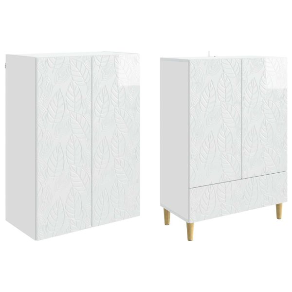 Комплект шкафове 2 pcs Бял гланц Инженерна дървесина