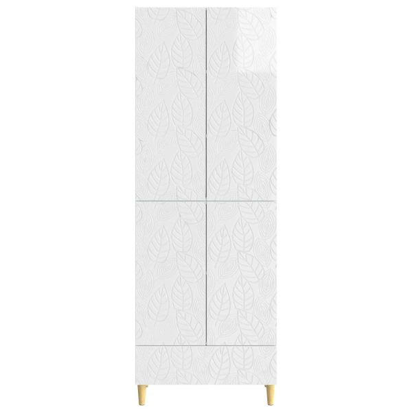 Комплект шкафове 2 pcs Бял гланц Инженерна дървесина