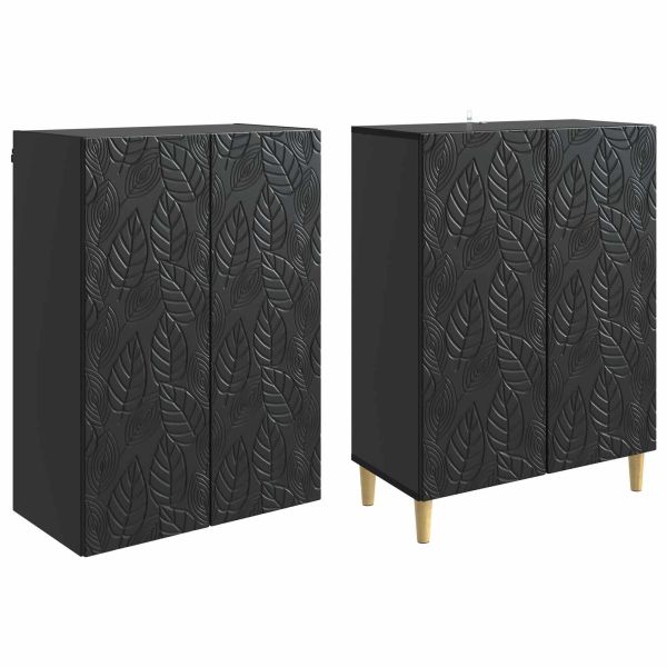 Комплект шкафове 2 pcs Черно Инженерна дървесина