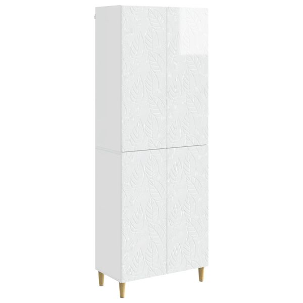Комплект шкафове 2 pcs Бял гланц Инженерна дървесина