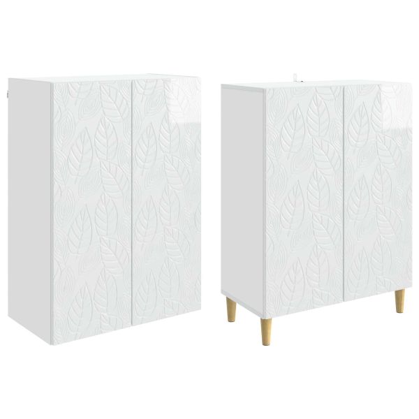 Комплект шкафове 2 pcs Бял гланц Инженерна дървесина