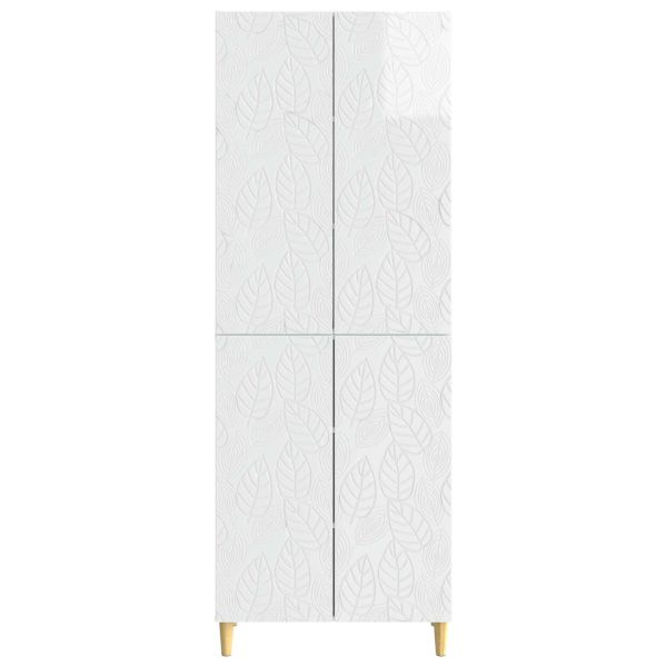 Комплект шкафове 2 pcs Бял гланц Инженерна дървесина