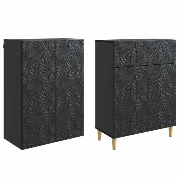 Комплект шкафове 2 pcs Черно Инженерна дървесина