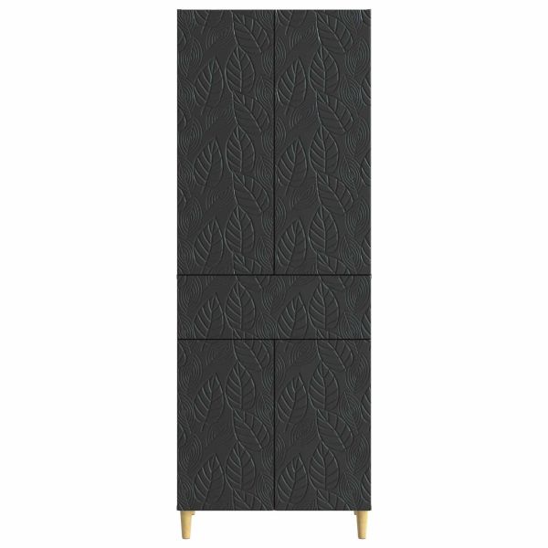 Комплект шкафове 2 pcs Черно Инженерна дървесина