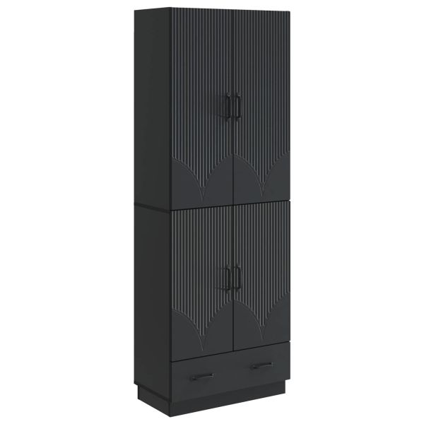 Комплект шкафове 2 pcs Черно Инженерна дървесина