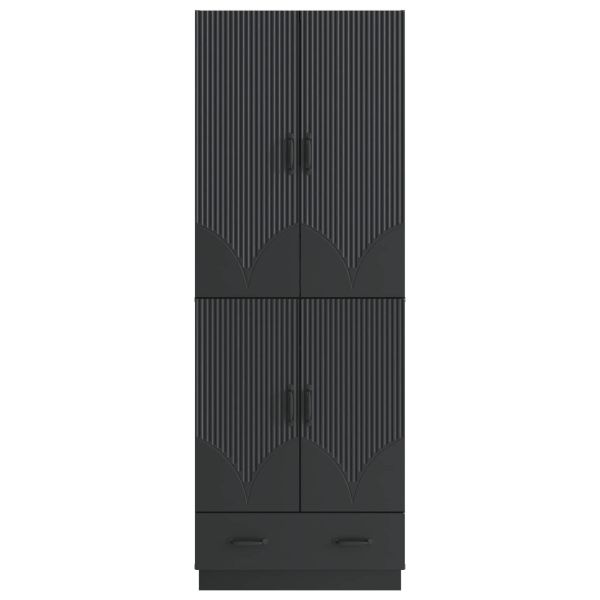 Комплект шкафове 2 pcs Черно Инженерна дървесина
