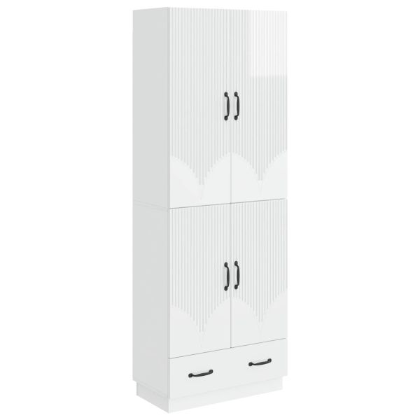 Комплект шкафове 2 pcs Бял гланц Инженерна дървесина