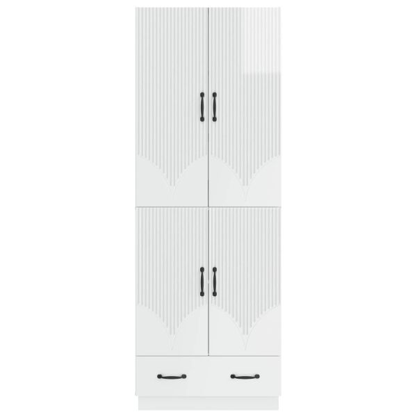Комплект шкафове 2 pcs Бял гланц Инженерна дървесина