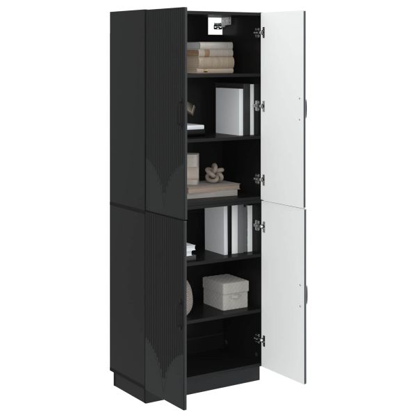 Комплект шкафове 2 pcs Черно Инженерна дървесина