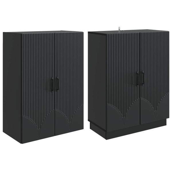 Комплект шкафове 2 pcs Черно Инженерна дървесина