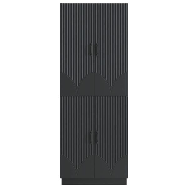 Комплект шкафове 2 pcs Черно Инженерна дървесина