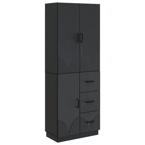 Комплект шкафове 2 pcs Черно Инженерна дървесина