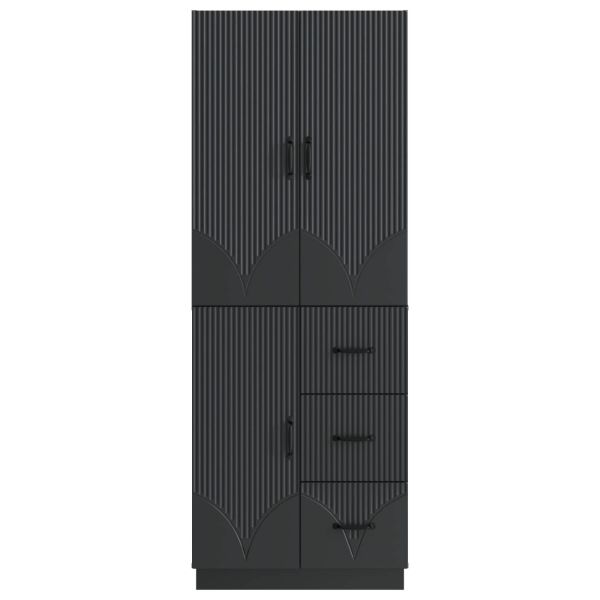 Комплект шкафове 2 pcs Черно Инженерна дървесина